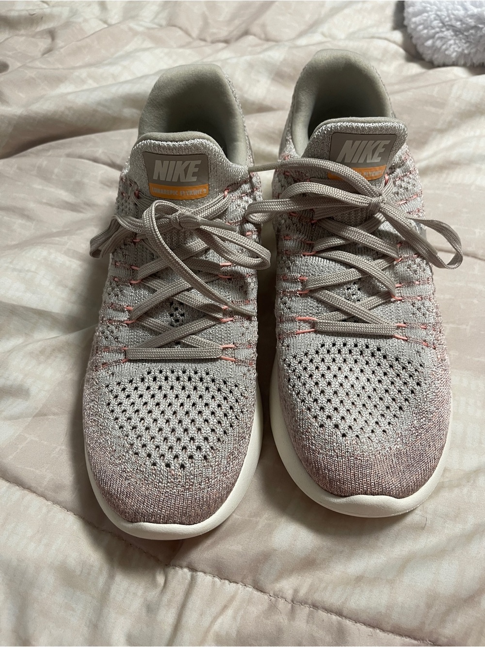 Nike Women's Knit Running Sneakers in Pale Pink and Light Gray